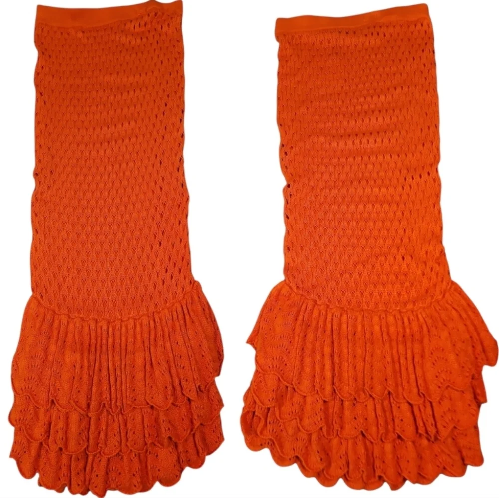 NWT Beach Riot Polly Crochet Maxi Swim Cover Up Skirt Orange L